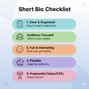 short bio checklist - AlredyFind short bio checklist